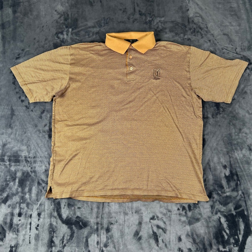 Bugatchi Polo Shirt Mens XL Brown TPC Sawgrass Egyptian Cotton Short Sleeve